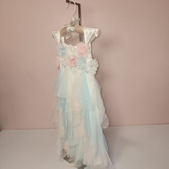 Girls' Boutique Easter Dress Biscotti Multicolor Satin and Tulle Size 4 - Picture 6 of 10